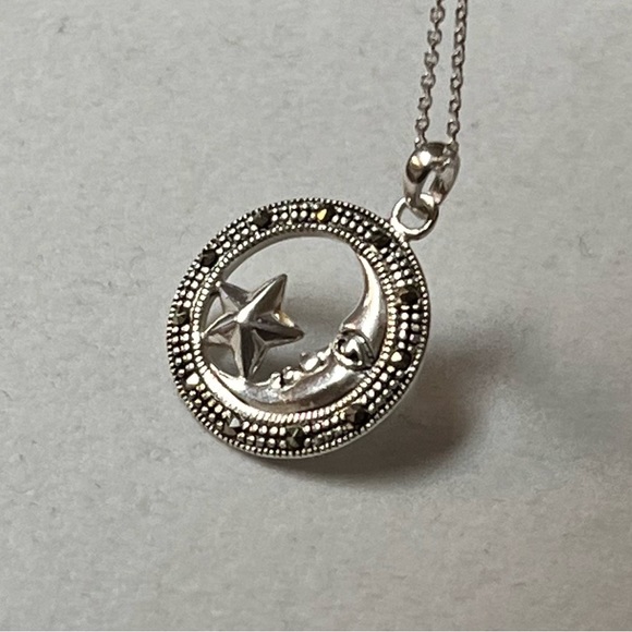 925 Sterling Silver. Marcasite. Necklace - Picture 6 of 7